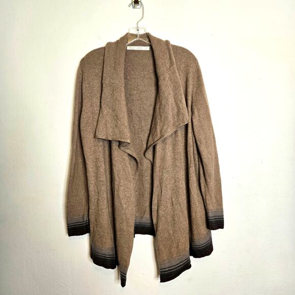 Woolrich Brown Wool Blend Open Front Cardigan Size L Cozy Chic Fall Layering - Picture 1 of 12